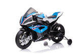 12V BMW HP4 Kids' Super Motorcycle W/ EVA Rubber Wheels, Music & Lights Blue