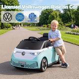 Costway 12V Licensed Volkswagen Kids Ride-On Bus Toy with Remote Control