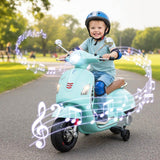 VESPA 12V Licensed Kids Ride-On Motorcycle Toy with Training Wheels