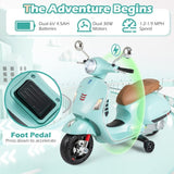 VESPA 12V Licensed Kids Ride-On Motorcycle Toy with Training Wheels