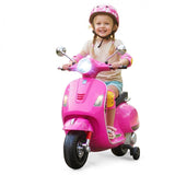 6V Kids Ride on Vespa Scooter Motorcycle with Headlight Pink -Costway-