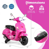 6V Kids Ride on Vespa Scooter Motorcycle with Headlight Pink -Costway-