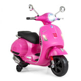 6V Kids Ride on Vespa Scooter Motorcycle with Headlight Pink -Costway-