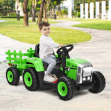 TY327774US 12V Kids Ride-On Tractor Ground Loader with Trailer