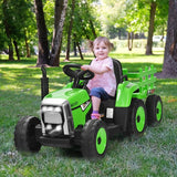 TY327774US 12V Kids Ride-On Tractor Ground Loader with Trailer