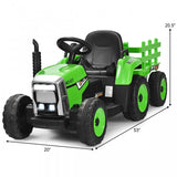 TY327774US 12V Kids Ride-On Tractor Ground Loader with Trailer