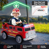 Costway 12V Kids Ride-On Fire Truck Toy with Remote Control