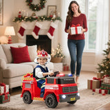 Costway 12V Ride-On Fire Truck Toy with Water Gun