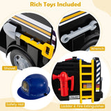 Costway 12V Kids Ride-On Fire Truck Toy with Shovel and Wrench