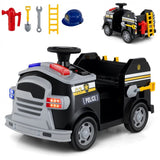 Costway 12V Kids Ride-On Fire Truck Toy with Shovel and Wrench