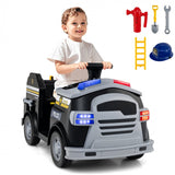 Costway 12V Kids Ride-On Fire Truck Toy with Shovel and Wrench