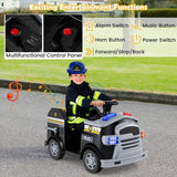 Costway 12V Kids Ride-On Fire Truck Toy with Shovel and Wrench