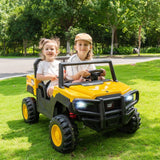 Costway 24V Caterpillar 2-Seater Kids Ride-On Dump Truck with Remote Control