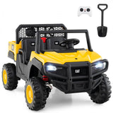 Costway 24V Caterpillar 2-Seater Kids Ride-On Dump Truck with Remote Control