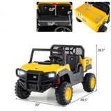 Costway 24V Caterpillar 2-Seater Kids Ride-On Dump Truck with Remote Control
