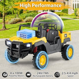 Costway 24V Caterpillar 2-Seater Kids Ride-On Dump Truck with Remote Control