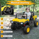 Costway 24V Caterpillar 2-Seater Kids Ride-On Dump Truck with Remote Control
