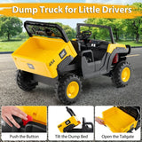 Costway 24V Caterpillar 2-Seater Kids Ride-On Dump Truck with Remote Control