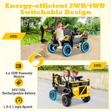 Costway 24V 4WD Kids Ride-On Excavator Toy with Remote Control