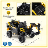 Costway 24V 4WD Kids Ride-On Excavator Toy with Remote Control