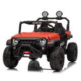 24V UTV ride-on for kids with jeep-style exterior and LED headlights
