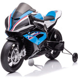 12V BMW HP4 Kids' Super Motorcycle W/ EVA Rubber Wheels, Music & Lights Blue