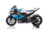 12V BMW HP4 Kids' Super Motorcycle W/ EVA Rubber Wheels, Music & Lights Blue