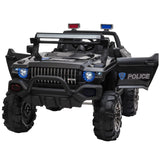 Aosom 12V Ride On Police Car 2 Seater For 3 - 8 Years Old Kids W/ Parental Remote Control Led Lights Mp3 Black