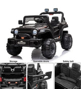 12V Jeep Kids Ride On Car Toy with Open Doors, Realistic Lights and Remote Control Kids On Wheelz