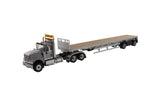 1:50 Diecast International HX520 Tandem Tractor with 53′ Flat Bed Trailer – Light grey truck + Silver trailer, Transport Series, 71041