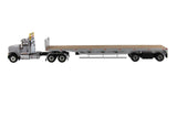1:50 Diecast International HX520 Tandem Tractor with 53′ Flat Bed Trailer – Light grey truck + Silver trailer, Transport Series, 71041