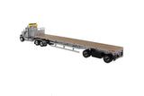 1:50 Diecast International HX520 Tandem Tractor with 53′ Flat Bed Trailer – Light grey truck + Silver trailer, Transport Series, 71041