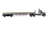 1:50 Diecast International HX520 Tandem Tractor with 53′ Flat Bed Trailer – Light grey truck + Silver trailer, Transport Series, 71041