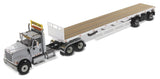 1:50 Diecast International HX520 Tandem Tractor with 53′ Flat Bed Trailer – Light grey truck + Silver trailer, Transport Series, 71041