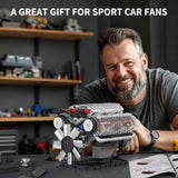 Mould King V8 Engine Building Blocks Sets, MOC Scale Model Kit with Battery and Motor (535 Pcs)