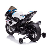 12V BMW HP4 Kids' Super Motorcycle W/ EVA Rubber Wheels, Music & Lights Blue