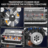 Mould King V8 Engine Building Blocks Sets, MOC Scale Model Kit with Battery and Motor (535 Pcs)