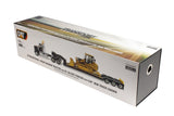 1:50 International HX520 Tandem Tractor + XL 120 Trailer, Black w/ Cat® 963K Track loader loaded including both rear boosters, Transport Series, 85599 RETIRING SOON