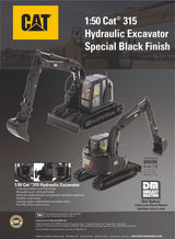 1:50 Cat® 315 Hydraulic Excavator Special Black Finish, High Line Series, 85957BK