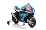 12V BMW HP4 Kids' Super Motorcycle W/ EVA Rubber Wheels, Music & Lights Blue