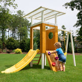 Avenlur | Forest Small Outdoor Toddler Swing Set | Compact Wooden Swing Frame for Babies & Kids