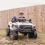 Aosom 12V Ride On Police Car 2 Seater For 3 - 8 Years Old Kids W/ Parental Remote Control Led Lights Mp3 Black