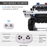 Aosom 12V Ride On Police Car 2 Seater For 3 - 8 Years Old Kids W/ Parental Remote Control Led Lights Mp3 Black