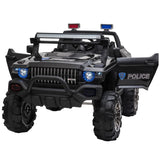 Aosom 12V Ride On Police Car 2 Seater For 3 - 8 Years Old Kids W/ Parental Remote Control Led Lights Mp3 Black