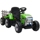 12V Kids Ride on Tractor with Trailer, Remote Control, Music Start up Sound and Horn, USB, LED Lights, Red