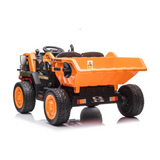 12V KidsRide-On Construction Dump Truck W/ Rubber Wheels, Automatic Dump Bed, Music & RC