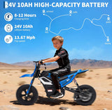 GE 2.0 24V Electric Dirt Bike 380W Electric Motorcycle - Up to 13.67Mile/h Long-Range, Ride on Motorcycle 25km Range,