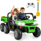 24V 2 Seater Ride on Dump Truck, 4WD 6x6 Battery Powered Kids UTV with Remote Control, Electric Dump Bed