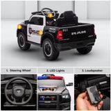 Dodge RAM 1500 (Police Edition)24V Ride-On Truck for Kids. Electric Vehicle with Parent Remote Control,