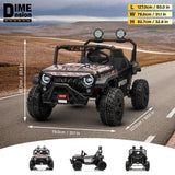 Children's toy truck with dimensions displayed on a road